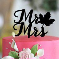 Ecape Acrylic Wedding Cake Topper Wedding Monogram Mr and Mrs Cake Topper With Maple Leaf N11