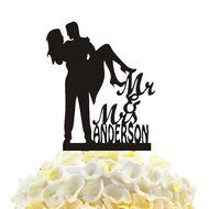 Ecape Acrylic Wedding Cake Topper Wedding Monogram Mr and Mrs Cake Topper With Maple Leaf N13