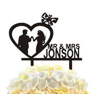 Ecape Acrylic Wedding Cake Topper Wedding Monogram Mr and Mrs Cake Topper With Maple Leaf N15