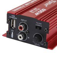 Mini Car Motorcycle MP3 Hi-Fi Stereo Audio Amplifier with Cable Wires Red N9