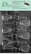 CybrTrayd S099-3BUNDLE Lacrosse Lolly Chocolate Candy Mold with Exclusive Copyrighted Chocolate Molding Instructions