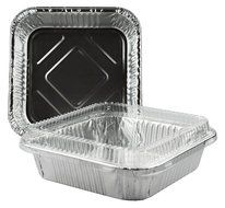 Square Foil Cake Pan 8&quot; x 8&quot; with Lid 5 Sets
