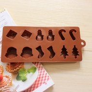 Feoya Christmas Decoration Silicone Non Stick Chocolate Mold Cake Jelly Candy Baking Mould N3
