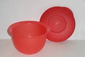 Tupperware Classic Impressions Nesting Mixing Bowls Salad Bowl Set Red Orange N3
