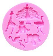 Yunko Zoo Party Elephant Ostriche Giraffe Peacock Flamingo Bear Silicone Fondant Cake Decoration Mold Candy Mold N2