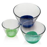 Set of 3 - Tall Glass Mixing Bowls with No-Slip Base in 3 Sizes - 1 QT, 2 QT, and 4 QT N2