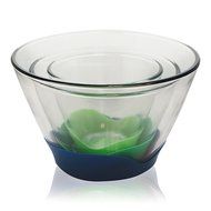 Set of 3 - Tall Glass Mixing Bowls with No-Slip Base in 3 Sizes - 1 QT, 2 QT, and 4 QT N3
