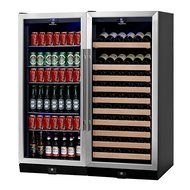 KingsBottle 2-Zone Wine and Beverage Combo Refrigerator, Holds 300 Cans and 98 Bottles, Stainless Steel with Glass...
