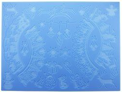 Lesirit Christmas Pattern Silicone Fondant Lace Embossed Cake Mold Mat,15.55" &times;11.81" (A) N7