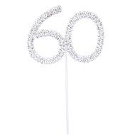 Rhinestone Crystal Silver Number 60 Birthday 60th Anniversary Cake Topper Rhinestone Crystal Silver Number 60...