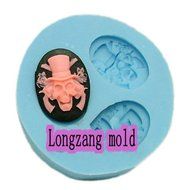 Longzang F0014 Skull Fondant Silicone Sugar Craft Mold, Mini, Pink