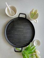 Cast Iron Griddle Pizza Pan - Pre Seasoned Grill (New Design), Black by Utopia Kitchen N5