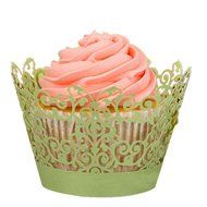 Creazy&reg; 50pc New! Lace Laser Cut Cupcake Wrapper Liner Baking Cup Muffin (Green) N4