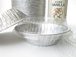New Disposable Aluminum 5" Tart Pan/individual Pot Pie Pan w/ Clear Dome Lid -501P (50) N4