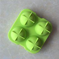 MAXGOODS Popular Silicone Round Ice Balls Freeze Maker Tray Four Large Sphere Molds Cube Mould N2