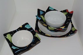 Microwave Bowl Cozies // Set of 3 // 1 Small Bowl Cozy // 1 Medium Bowl Cozy // 1 Dinner Plate Cozy // Kitchen... N2