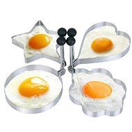 SMO Thick stainless steel Kitchen stove Fried Egg Poacher Pancake Poach Ring with handles- 4 pieces N2