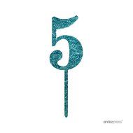 Andaz Press 5th Birthday and Anniversary Acrylic Cake Toppers, Pink Glitter, Number 5, 1-Pack N25