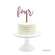Andaz Press 5th Birthday and Anniversary Acrylic Cake Toppers, Pink Glitter, Number 5, 1-Pack N30