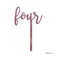 Andaz Press 5th Birthday and Anniversary Acrylic Cake Toppers, Pink Glitter, Number 5, 1-Pack N31