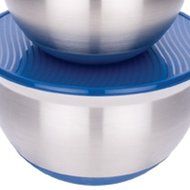MIU France Stainless Steel Mixing Bowls with Blue Plastic Lids, Set of 3 N2