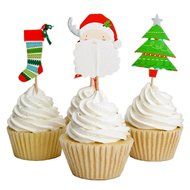 Tonnier - &hearts; Festival Series &hearts; - Christmas Set of 24 Pieces - Cake and Cupcake Toppers, Decoration N11