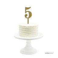 Andaz Press 5th Birthday and Anniversary Acrylic Cake Toppers, Pink Glitter, Number 5, 1-Pack N39