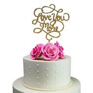Sugar Yeti Made In USA Wedding Cake Topper Love You More #24 Gold Mirror N5