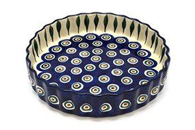 Polish Pottery Baker - Fluted Quiche - Small (7") - Peacock