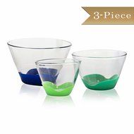 Set of 3 - Tall Glass Mixing Bowls with No-Slip Base in 3 Sizes - 1 QT, 2 QT, and 4 QT N4