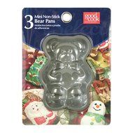 3 Mini Non-Stick Bear shaped muffin Pans small birthday cake mold cornbread cupcake