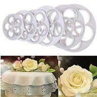 Sher 6Pcs Roses DIY Cutting Mould Double Sugar Cake Decoration Mold N3