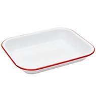 Enamelware Small Roasting Pan - Red Marble