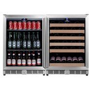 KingsBottle 2-Zone Wine and Beverage Combo Refrigerator, Holds 300 Cans and 98 Bottles, Stainless Steel with Glass... N3