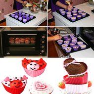 Silicone Baking Cups - DefenderX Non-Stick Cupcake and Muffin Baking Cup ,12 Pcs,Contains NO BPA - Blue,Green,... N2