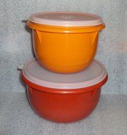 Vintage Tupperware Mixing Bowl Set 4 + 8 Cup Harvest Colors N6