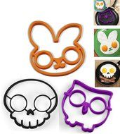HAKSEN Silicone Egg Ring Maker Mold Shaper Combo / Breakfast Sandwich Pancake Omelet Novelty, Set of 3(Spooky... N4