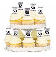 Cakesupplyshop Item#0162y - 12pack 50th Birthday Cupcake Decoration Picks - Pink Floral