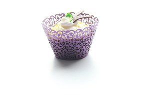 Kuke 24 pcs Vine Filigree Lace Laser Cut Cupcake Wrappers Cupcake Liners Muffin Container for Baby Shower Baby... N5