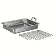 Tramontina 80203/003DS Gourmet Prima 13.5-Inch Rectangular Roasting Pan with Basting Grill, Small, Stainless Steel N3