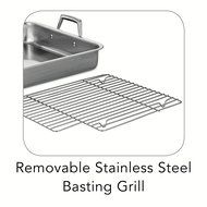 Tramontina 80203/003DS Gourmet Prima 13.5-Inch Rectangular Roasting Pan with Basting Grill, Small, Stainless Steel N5