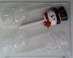 Cute snowman face w/ top- hat &amp; scarf Lollipop C138 Christmas Chocolate Candy Mold