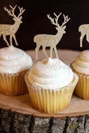 Set of 12 - Gold Glitter Deer Cupcake Toppers - Birthday Cupcake Topper, birthday cake topper, wedding cupcake... N4