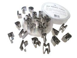 Craftit Edibles; 26 Pcs Stainless Steel 1"- Mini Alphabet Fondant, Cookie, Fruit Cutters in Compact Box