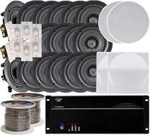 8-room In-Ceiling 6.5" Speaker System, 8-Channel Amplifier, (16) 6.5" Speakers, 8 Volume Controls, 1000 FT Wire