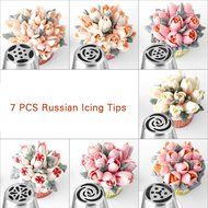 Mysweety Russian Piping Tips, 18PCS Icing Decorating Tips Set(7 Russian Tips 10 Disposable Pastry Bags 1 Tri-Color... N3
