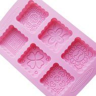Yunko 6 Cavity Mooncake Silicone Chocolate Muffin Cupcake Soap Mold Pan Round and Square (Sunflowers) N2
