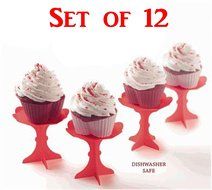 Set of 12 Red and Pink Heart Shaped Silicone Cupcake Molds / Stands - - 12 Red Cupcake Stands and 12 Red &amp; Pink...