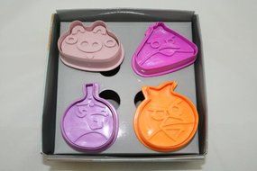 Autek 4x 3D Angry Bird Hand Press Fondant Cake Baking Biscuit Cookie Cutter Mold Set With Stamp(3DMold-23) N2