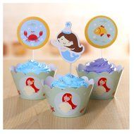 Broadmix Princess Collection Cupcake Wrappers and Toppers Set of 12 for Girls Baby Girls Barbie
